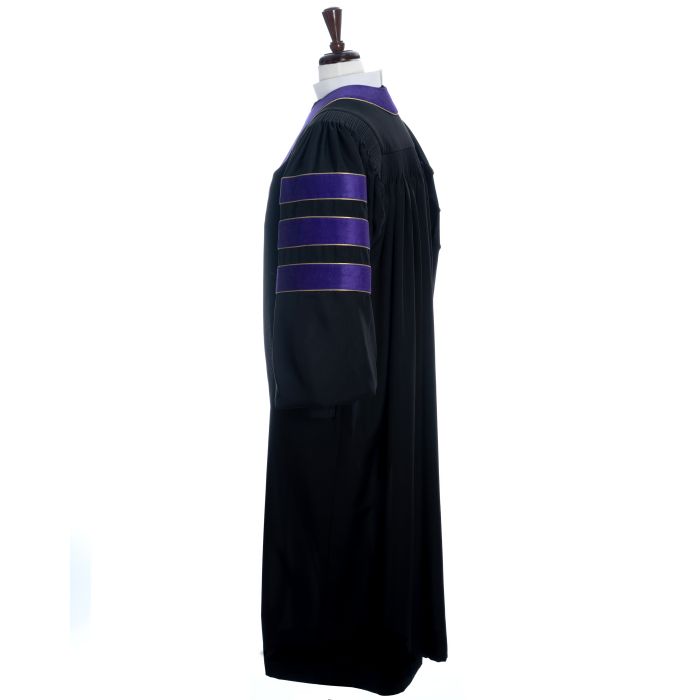 Pulpit Robe Style PPR 303 Black/Purple (With Doctoral Bars)