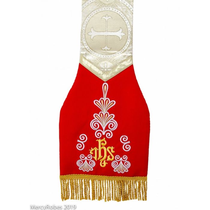 Religious Clergy Stole Style Mercy 004 (Red/Goldlt)