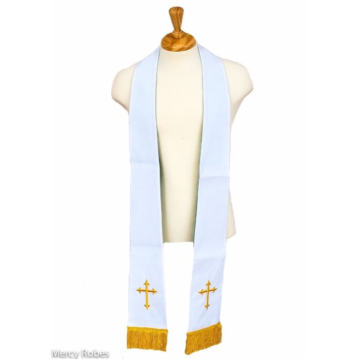 Reversible Long Stole Ch005 (Green-Gold/White-Gold)