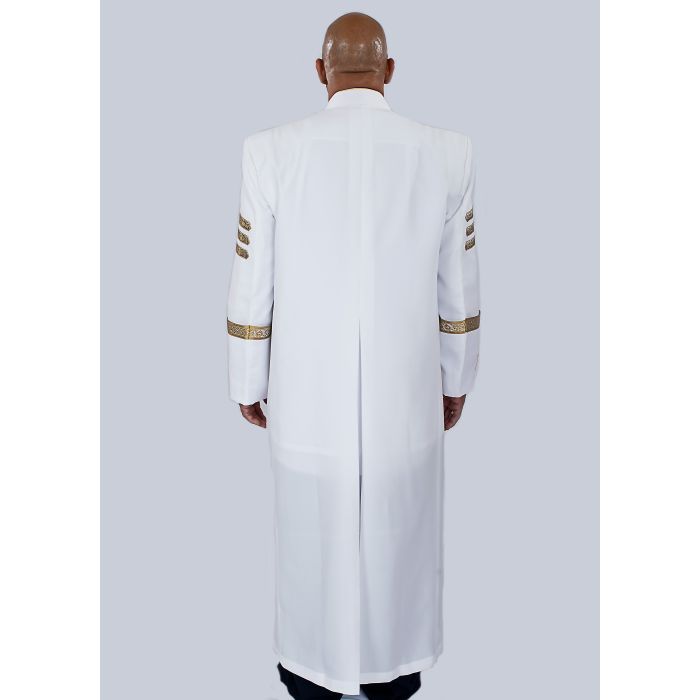 Mens Clergy Robe Style Bjn125 With Bars (White/Gold)