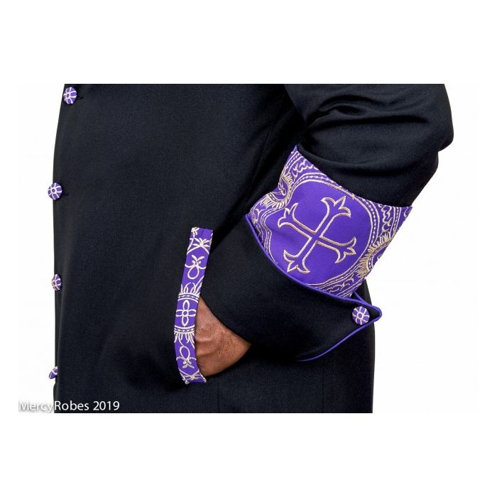 Mens Clergy Robe Style Rs011 (Black/Purple-Gold Emb LT)