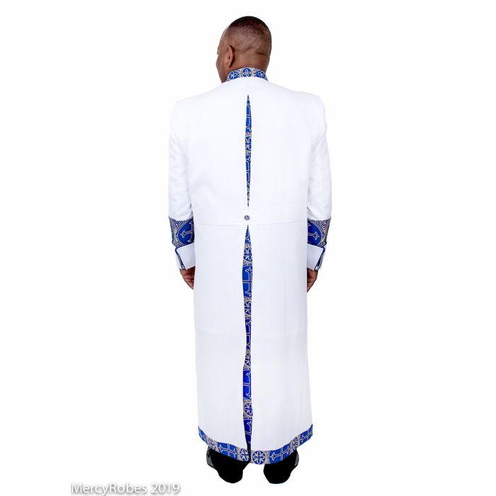 Mens Clergy Robe Style Rs011 (White/Royal-Gold Emb LT)