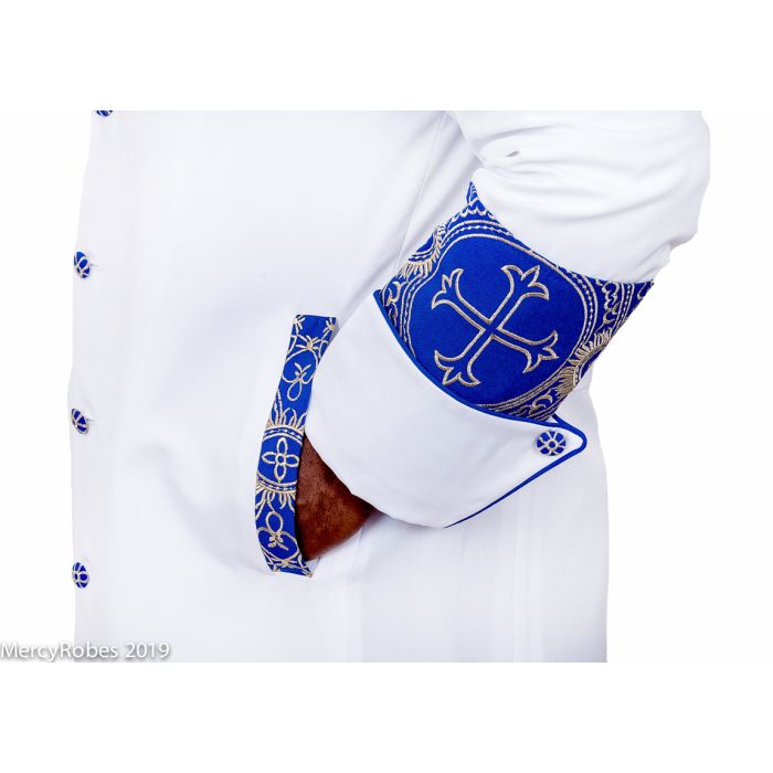 Mens Clergy Robe Style Rs011 (White/Royal-Gold Emb LT)