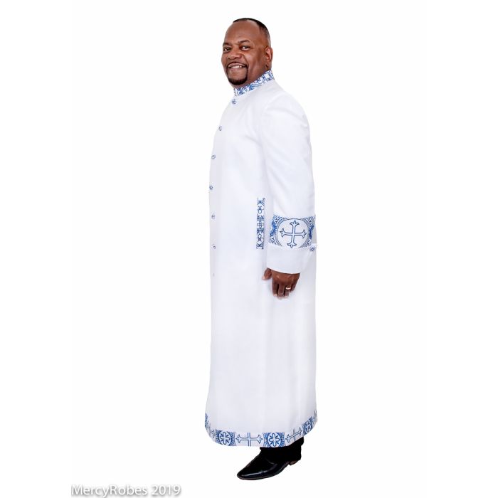 Mens Clergy Robe Style Rs011 (White/Royal-White Emb LT)