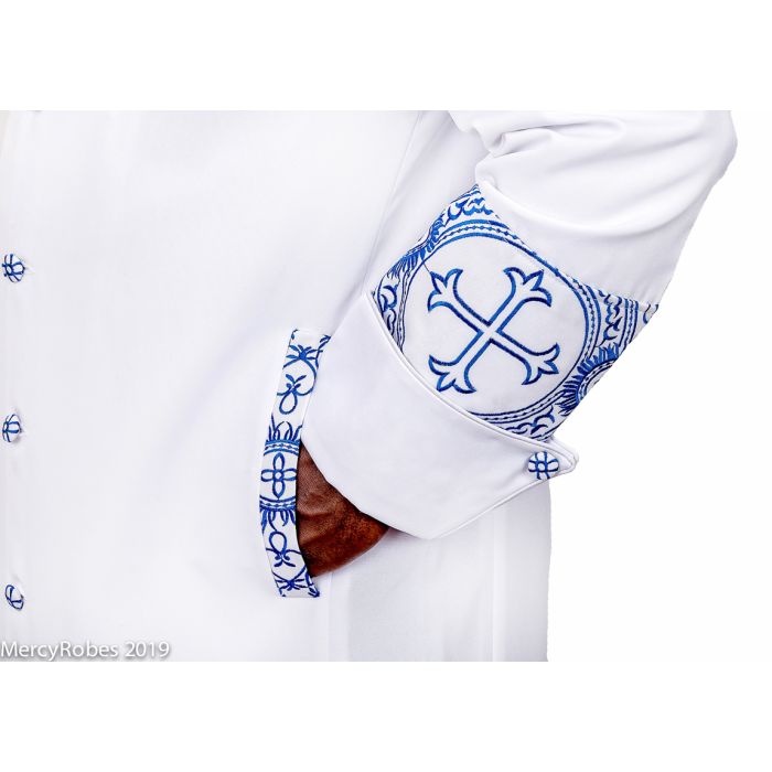 Mens Clergy Robe Style Rs011 (White/Royal-White Emb LT)
