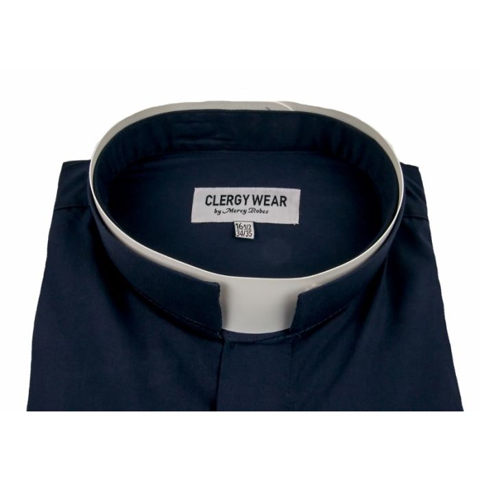 HFM Men's Clergy Shirt With Tab Collar - Light Blue Long Sleeve Formal Shirt Size 18.5 (36-37)