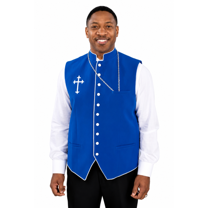 Mens Clergy Vest (Royal Blue/White)