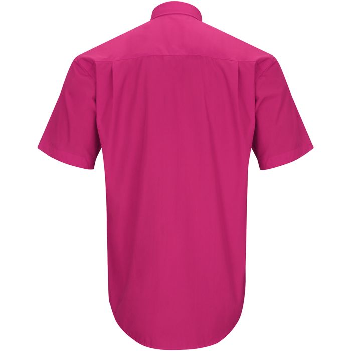 Mens Short Sleeves Tab Collar Clerical Shirt (Fuchsia)