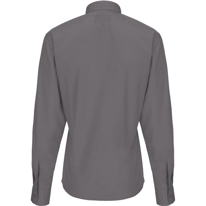 Womens Long Sleeves Tab Collar Clergy Shirt (Dark Grey)