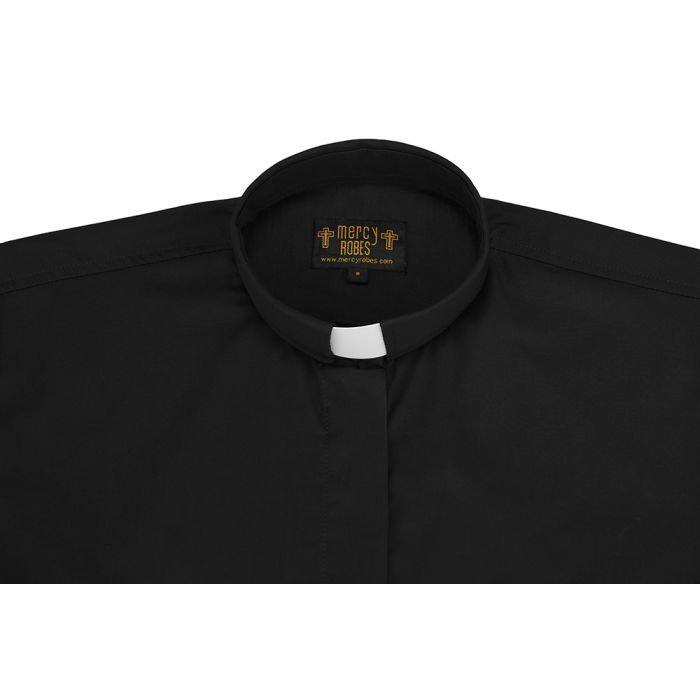 Clergy Shirt Long Sleeve - Non-Iron Classic Fit, 100% Cotton, Black
