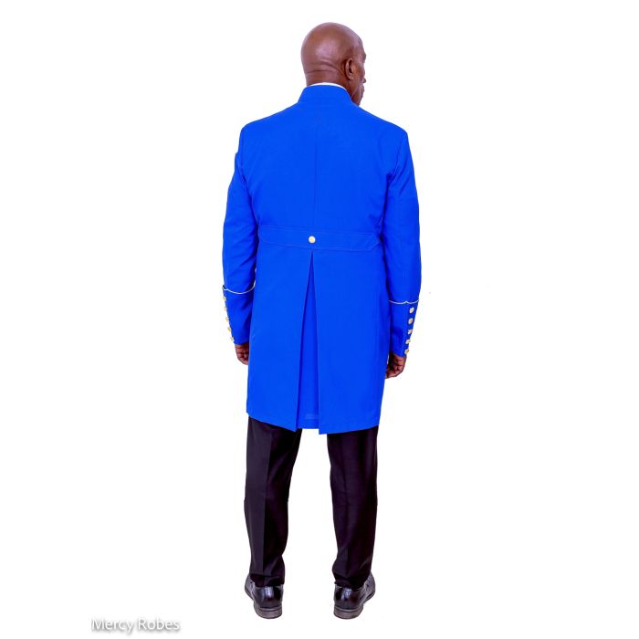 Mens Short Robe Style Jacket CJ070 Royal Blue Gold