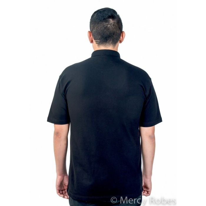 Mens Clergy Polo Short Sleeves Tab Collar Shirt (Black)
