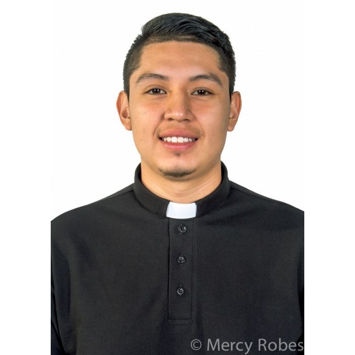 Mens Clergy Polo Short Sleeves Tab Collar Shirt (Black)