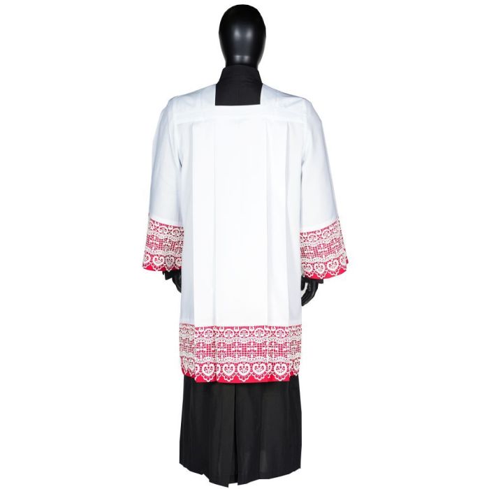 Surplice With Lace Style SUR1025 (White/Red)