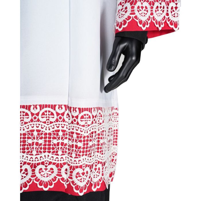 Surplice With Lace Style SUR1025 (White/Red)