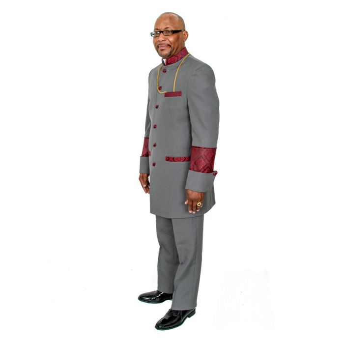Preaching Jacket & Pants Style CJ0200 (Grey/Blk-Red Brocade)