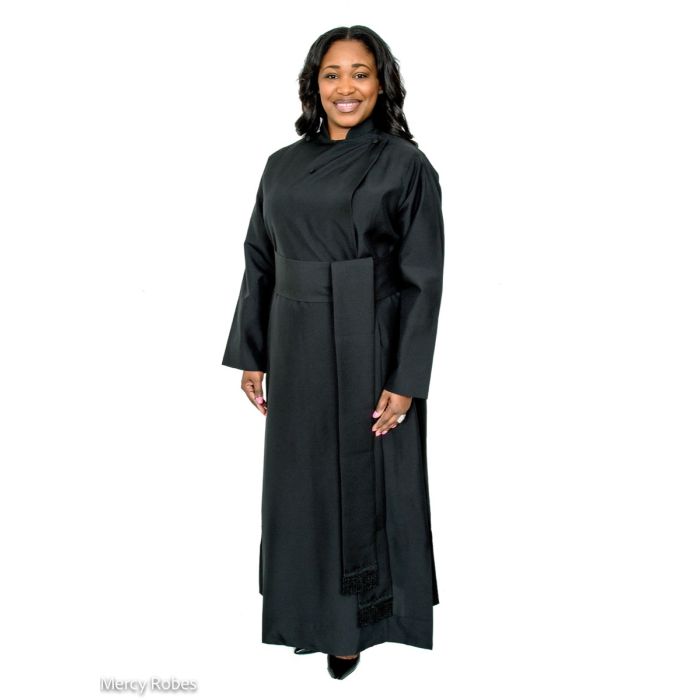 Womens Anglican Cassock Robe With Band Cincture (Black)