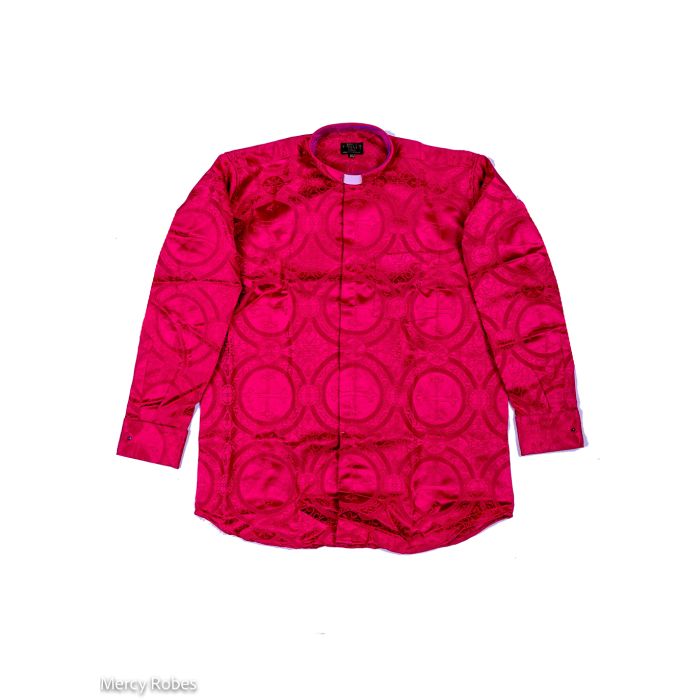Mens Long Sleeves French Cuff Tab Collar Clergy Shirt (Fuchsia LT)