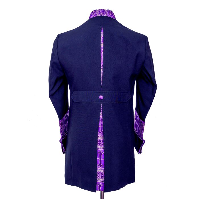 Clergy Jacket Style CJ011 Elegant Black, Purple, and Gold Design