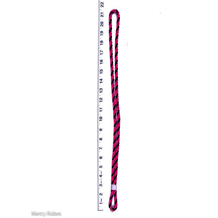 Two Tone Black/Fuchsia Cord With Silver Cross