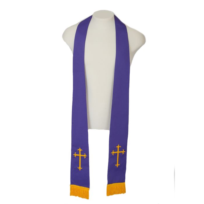 Reversible Long Stole Ch002 (White-Gold/Roman Purple)