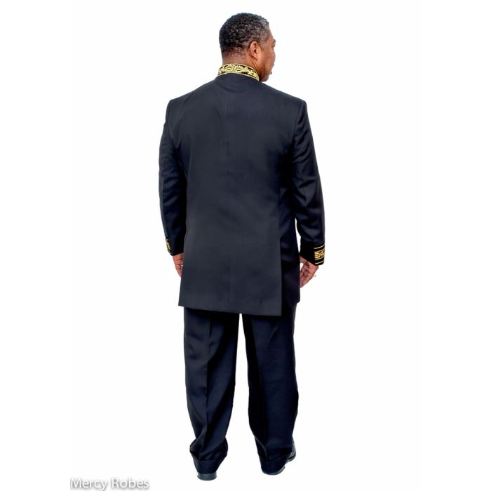 Mens Preaching Jacket & Pants Style CJ048 (Black/Gold)