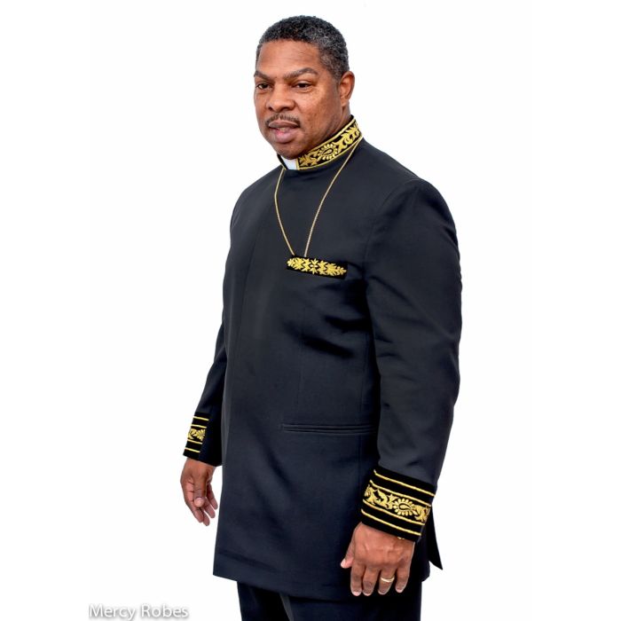 Mens Preaching Jacket & Pants Style CJ048 (Black/Gold)