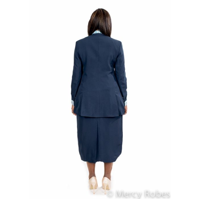 Womens Clergy Jacket With Skirt Style LC016 (Navy Blue With Blue/Gold LT) Womens Clergy Jacket With Skirt Style LC016 (Navy Blue With Blue/Gold LT)