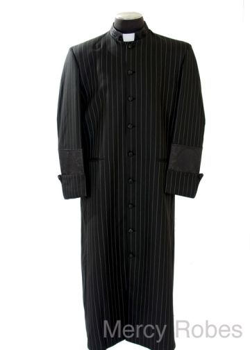 Mens Robe Style BSA254 (Black/White Pinstripe)