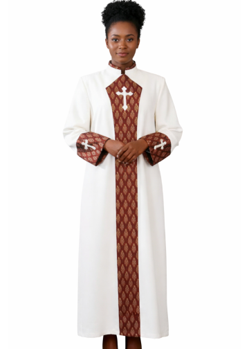 Womens Robe LR 107 Cream/Maroon Shield