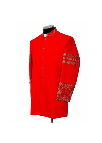Mens Clergy Jacket Style Cj2022 (Red/Red-Gold LT) With Bars