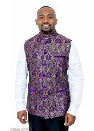 Mens Designer Clergy Vest Style Bnd1361 (Purple/Gold)