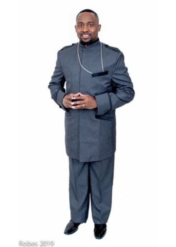 Clergy Jacket & Pants 015 (Grey/White Pinstripe)