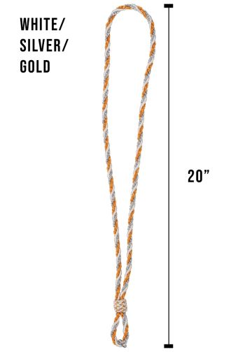 3 Strand Clergy Cord (White/Silver/Gold) Premium 020