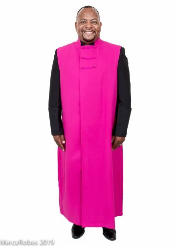 3-Stripe Front Hidden Button Chimere (Fuchsia)