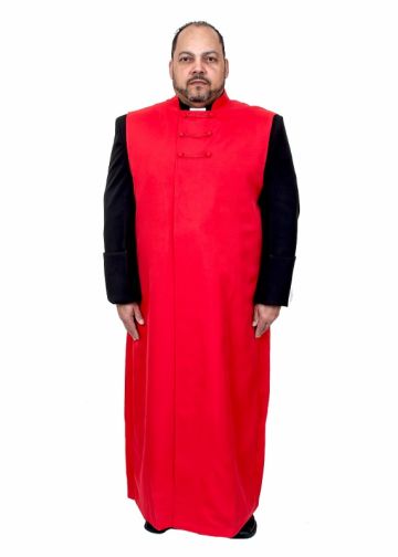 3-Stripe Front Hidden Button Chimere (Red)