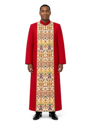 Mens Clergy Cassock Robe Style ZRT206 (Red/Liturgical Tapestry)