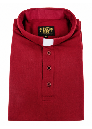 Mens Clergy Polo Short Sleeves Tab Collar Shirt (Burgundy)