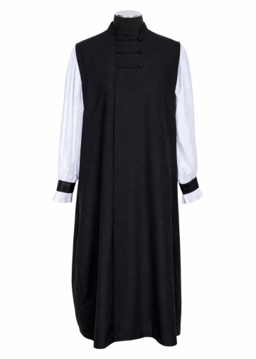3-Stripe Front Hidden Button Chimere (Black)