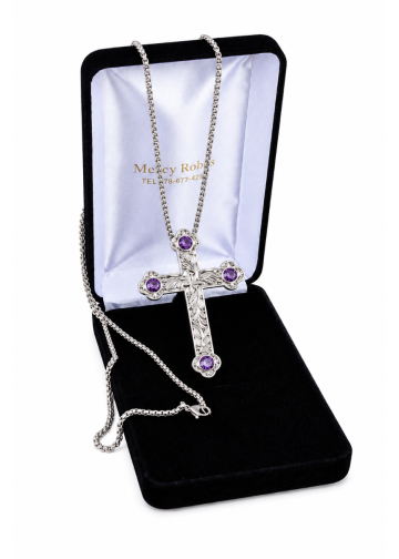 Pectoral Cross Style Mercy 008 (Silver/Purple)