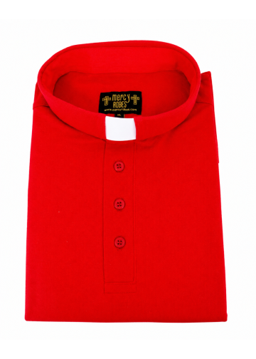 Mens Clergy Polo Short Sleeves Tab Collar Shirt (Red)
