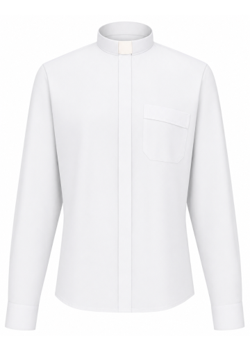 Womens Long Sleeve Tab Collar Clergy Shirt (White)