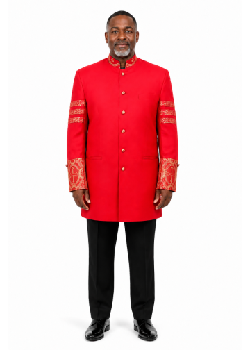 Mens Clergy Jacket Style Cj2022 (Red/Red-Gold LT) With Bars