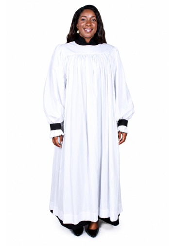 Womens White Rochet With Black Cuff Bands