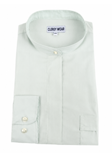 Womens Long Sleeves Roman Collar Clergy Shirt (Sage Green)