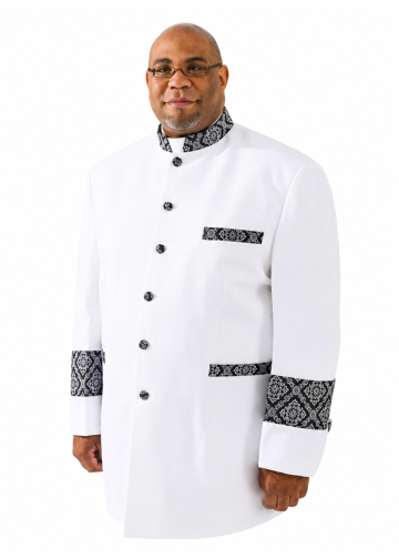 Clergy Jacket 011 (White/Black-Silver Brocade LT)