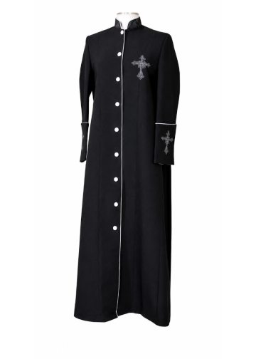 Womens Clergy Robe LR142 (Black/Silver)