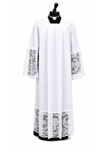 White Long Alb Surplice With Ihs Lace