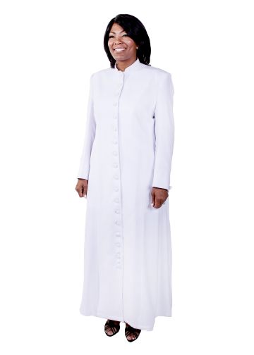 Womens 18 Button Robe Peach Skin LRPS 20180 White