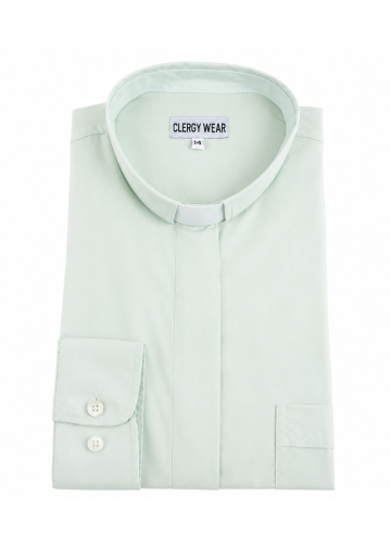 Womens Long Sleeves Tab Collar Clergy Shirt (Sage Green)